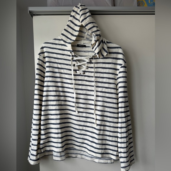 Kenneth Cole cotton blend sweatshirt hoodie with tie - Picture 1 of 4